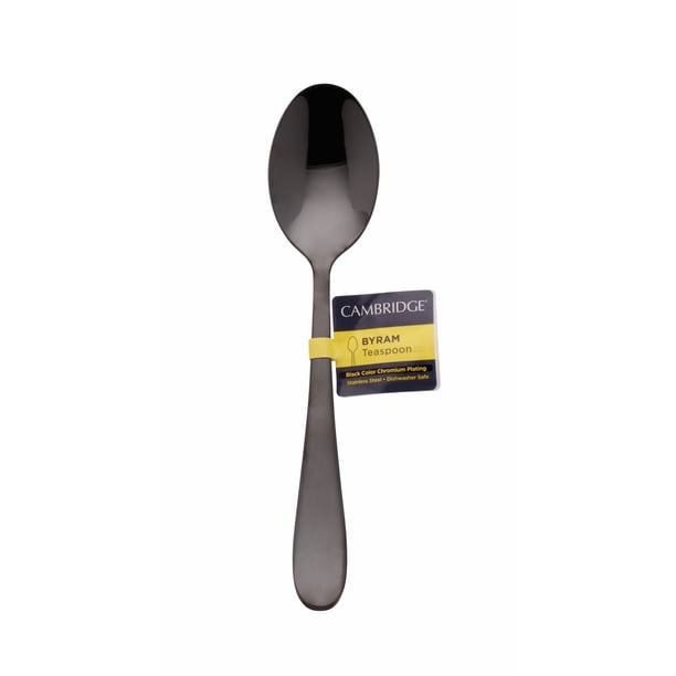 4 pack) Cambridge Byram Black Mirror Stainless Steel Teaspoon