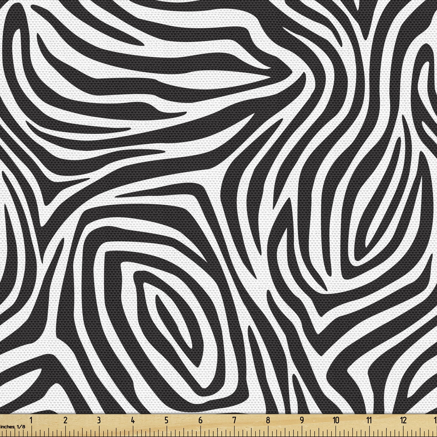 Stripes Fabric by the Yard, Zebra Skin Pattern with Abstract Lines