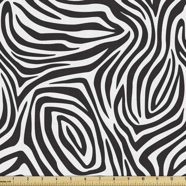 Stripes Fabric by the Yard, Zebra Skin Pattern with Abstract Lines ...
