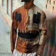 thumbnail image 3 of Satingcolo Halloween Patchwork Sweatshirts for Men Spooky Season Colorblock Crew Neck Pumpkin Face Graphic Print Sweatshirt Coffee S, 3 of 6