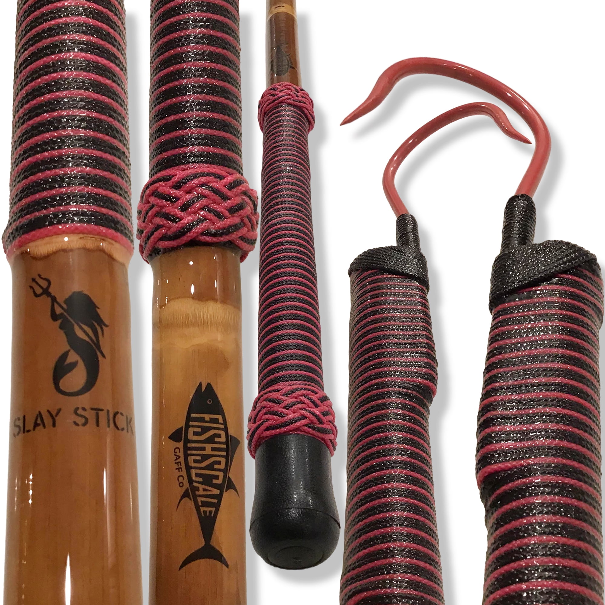 SLAY STICK x PINK/BLACK DeckhandStyle Calcutta Bamboo Fishing Gaff