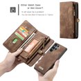 thumbnail image 2 of For Samsung Galaxy S22 Ultra Wallet Case,Multi-Functional Retro Leather Purse Flip Cover Zipper Wallet Case with Removable Card Slots Pocket & Detachable Wrist Strap Magnetic Phone Case, Darkbrown, 2 of 10
