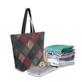 thumbnail image 2 of FORMRS Womens Canvas Tote Bag with Zipper Inner Pocket Shoulder Handbag, Red Tartan Pattern, 2 of 7
