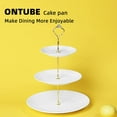 thumbnail image 4 of 3-Tier Cake Stand, Ceramic Cupcake Dessert Stand, Tiered Serving Trays for Parties, Birthday and Wedding (Gold), 4 of 6