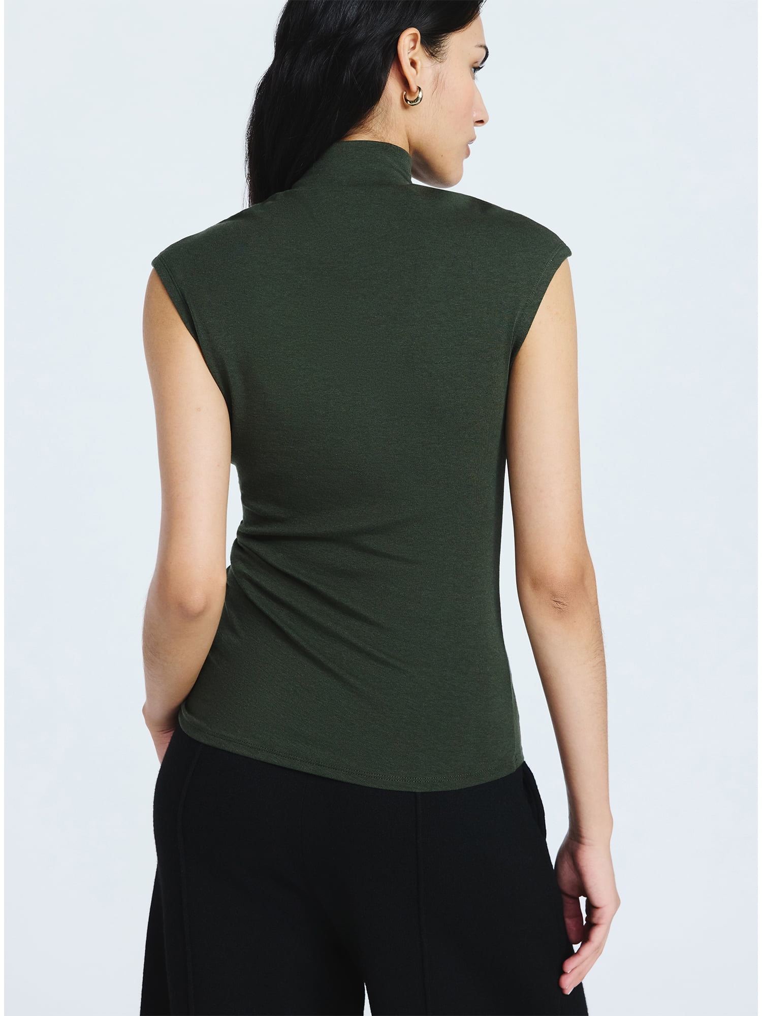 Scoop Women’s Ruched Mock Neck Top, Sizes XS-XXL