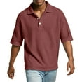 thumbnail image 6 of Qwertyu Mens Polo Shirts Short Sleeve Plus Size Collared Henley Waffle Shirt Summer Lightweight Golf Shirts Beach T-Shirts Wine M, 6 of 8