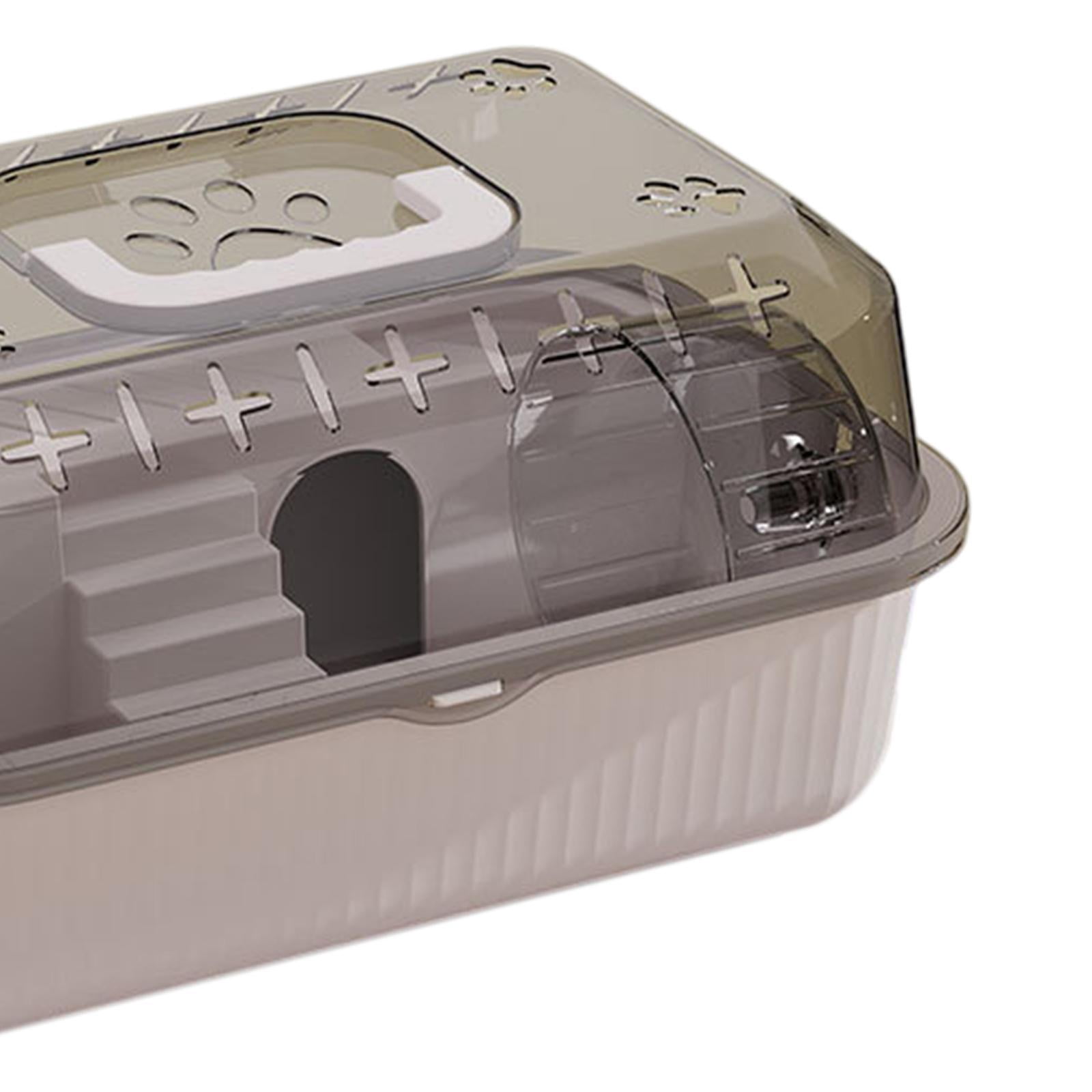 balikha Travel Transparent Hamster House Hamster Carry Case Cage Ventilation Portable Hamster Cage for Guinea Pigs Rats Small Animals Gray