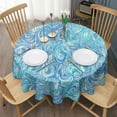 thumbnail image 3 of Blue White Tie Dye Wave Pattern Round Tablecloth 60"x60",Wrinkle Wipeable Table Cloth for Kitchen Dining Room Picnic Patio Party, 3 of 6