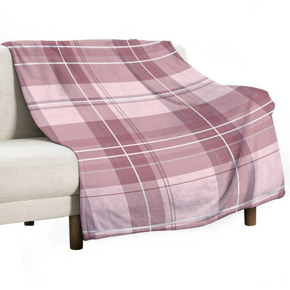 Pink Plaid Pattern Fabric Blanket for Bed Throw Blanket for Women, Men Super Soft Plush Blanket Throw, Print Blanket