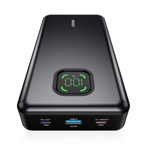 65W Power Bank, 25000mAh Travel Essential USB C Laptop Portable Charger, 100W Total Fast Charging Battery Pack for MacBook Dell XPS iPad Tablet Steam