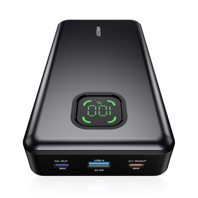 65W Power Bank, 25000mAh Travel Essential USB C Laptop Portable Charger, 100W Total Fast Charging Battery Pack for MacBook Dell XPS iPad Tablet Steam