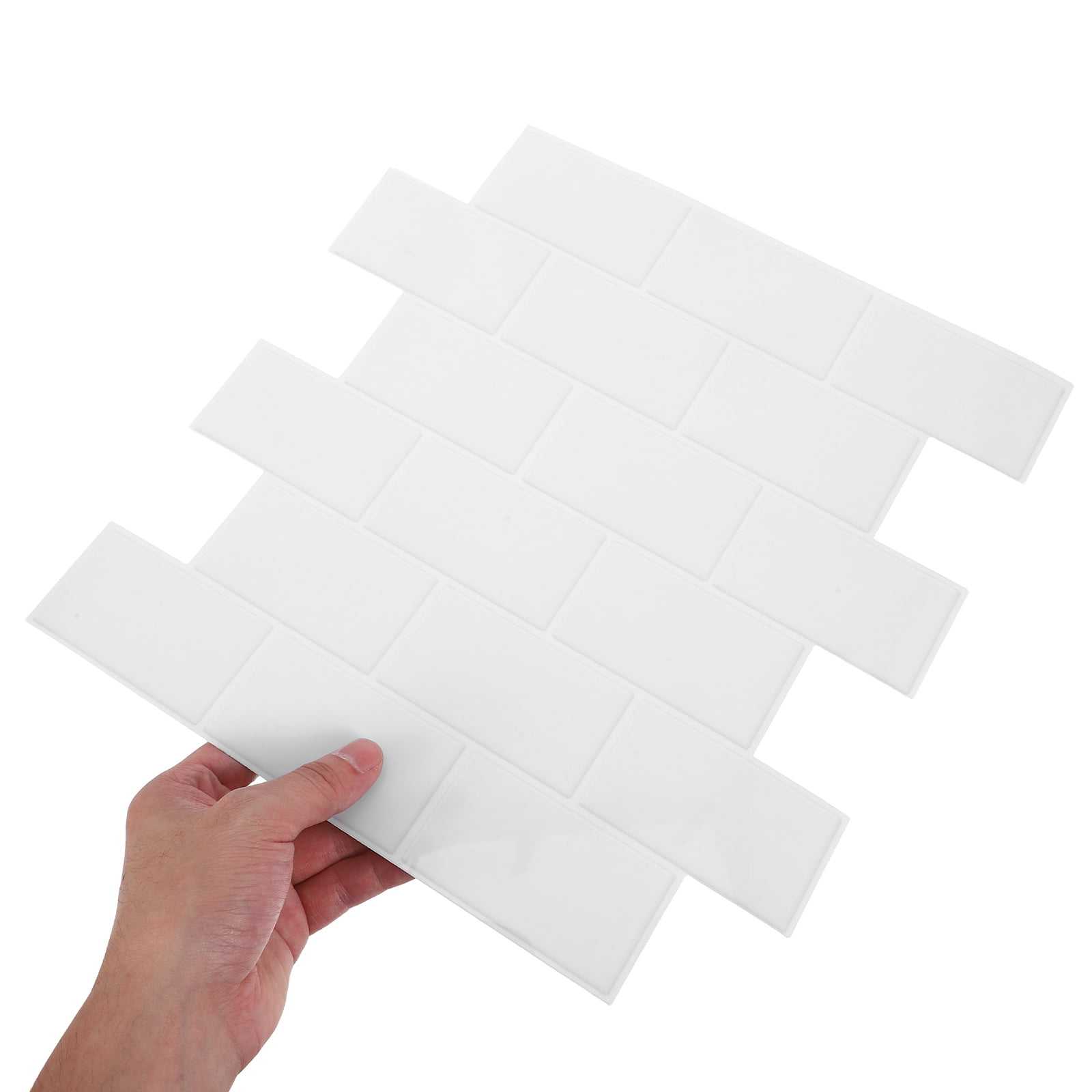 ETHZZLE 6Pcs White PVC Peel and Stick Backsplash Tiles Removable Kitchen and Bathroom Wall Decals