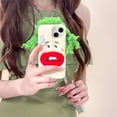 thumbnail image 4 of Ugly Phone Case Compatible with iPhone 12/12 Pro, Cute 3D Green Hair Big Funny Mouth Expression Phone Cases Full Protection Soft Shockproof Silicone Case, 4 of 7