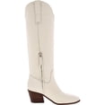 thumbnail image 2 of Sam Edelman Britten Ivory Squared Toe Block Heel Leather Knee High Western Boots (Ivory, 9), 2 of 3