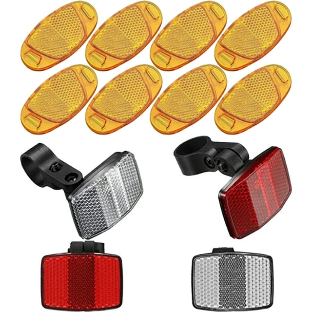 MasteelfCA 1 Set Bike Front And Rear Reflectors Kit Warning Lens for Road Bike Mountain Bike