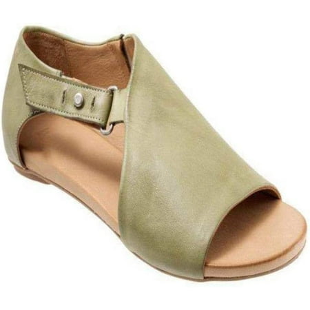 Women s Sandals Flat Sandals Summer Shoes Woman Plus Size Peep Toe Beach Sandals Women Casual (Color : Gray  Size : 40 Code)