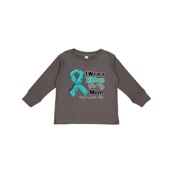 Inktastic Mom Ovarian Cancer Ribbon Boys or Girls Long Sleeve Toddler T-Shirt