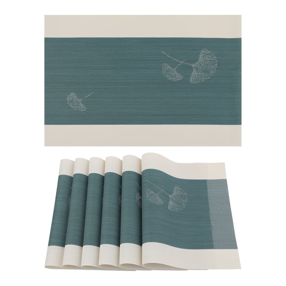 REGALWOVEN Set of 6 Placemats for Kitchen Dining Table Decor Washable Heat Resistant Table Placemats Wipeable Table Mat Green 18*12in