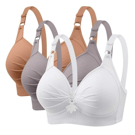 Itsame 3 Pack Everyday Sports Bra Set womens Full Support Bra Breathable Wireless Comfort Bralette Set Multicolor Size 2XL