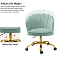 thumbnail image 4 of HULALA HOME Velvet Home Office Chair with Gold Base, Womans Modern Cute Shell Back Upholstered Desk Chair for Vanity, Adjustable Swivel Task Chair for Living Room, Sage, 4 of 9