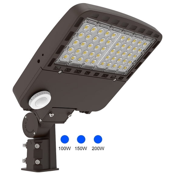 100W LED Parking Lot Light, 14500Lumen, Street Light Adjustable Slip Fitter, 5000K LED Shoebox Area Light w/ Photocell, Waterproof Outdoor Lighting, AC100-277V, UL&DLC, 5 Yr Warranty