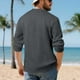 thumbnail image 4 of pstuiky camisas de manga larga para hombre, Camisa de entrenamiento de manga larga con cuello redondo y medio botón informal de colores sólidos para hombre Tops casuales para hombres s, 4 of 9