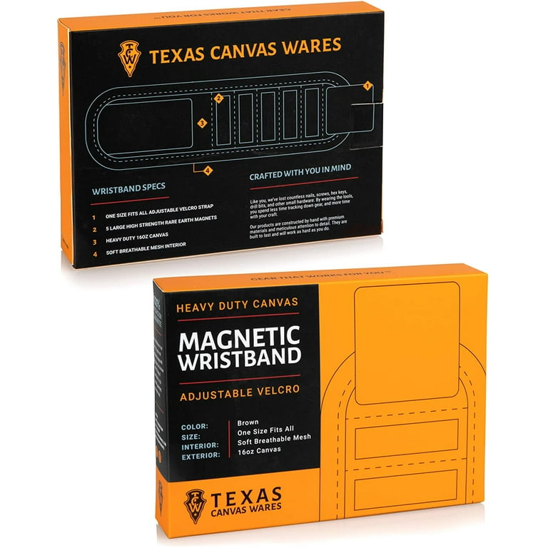 Texas Canvas Wares - Magnetic Wristband Handcrafted of Premium Canvas to Hold Screws, Nails, DIY Unique for The Man Who Has Everything