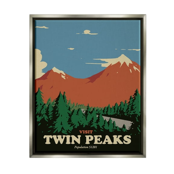 Stupell Industries Visit Twin Peaks Mountain Landscape Graphic Art Luster Gray Floating Framed Canvas Print Wall Art, Design by Matheus Lopes Castro