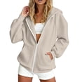 thumbnail image 5 of SUXIAN Zip up Hoodie Solid Color Long Sleeve Soft Lined Pockets Relaxed Breathable Jacket Womens Zip up Hoodies S, 5 of 7