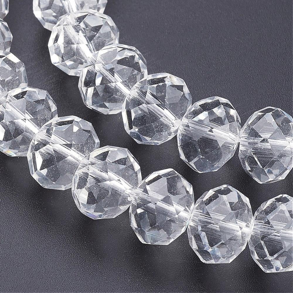 Anti-Faceted Rondelle Handmade Glass Beads for DIY Crafting Clear 12x8mm Hole: 1mm about 68~70pcs/strand 58~59cm