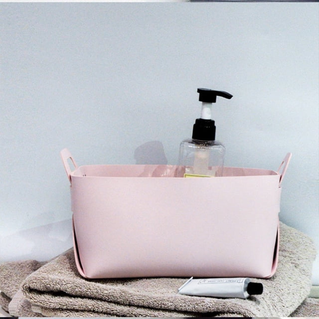 Storage Basket Leather Organizer with Handle Decorative Holder Container Box for Storing Cosmetics and Makeup Tools