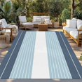 thumbnail image 2 of Haze Blue Aqua Stripe Outdoor Rug 4x6 Ft - Reversible Patio Rug Outdoor Camping Rugs, Modern Art Horizontal Striped Washable Indoor Outdoor Area Rugs, Non-Slip Outdoor Carpet Runner for Deck/Porch, 2 of 8
