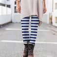 thumbnail image 2 of XIAONU Womens Striped Leggings High Waist Slim Fit Pants Stretchy Casual Daily Bottoms Dark Blue, 2 of 5