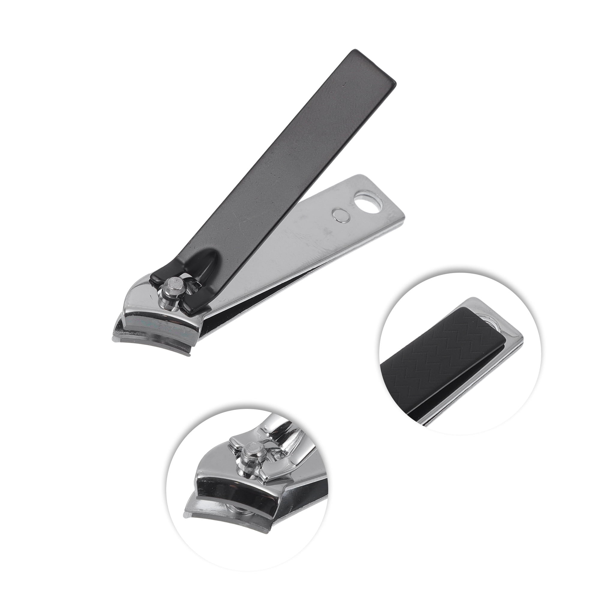 Unique Bargains Portable Nail Clippers Black Silver Tone 3 Pcs