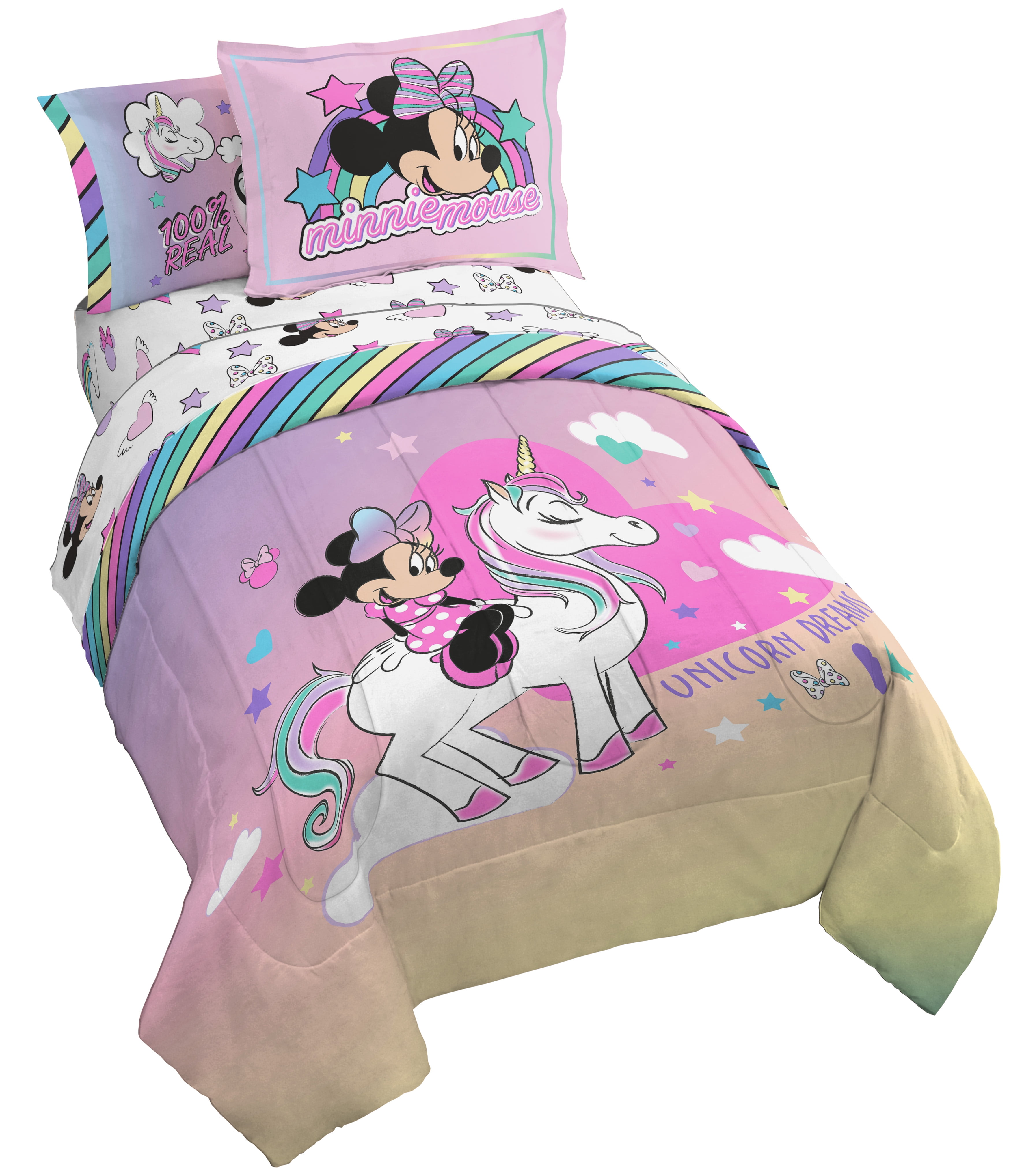 Minnie Mouse Rainbow Unicorn Dreams Kids Pink 100 Microfiber 7Piece