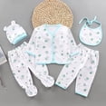 thumbnail image 2 of Staki Unisex Baby Clothes 5 Piece Layette Sets Cotton 0-3 Months Clothes Outfits for Baby Boys Girls Gift Set (Tops+Hat+Pants+Bib)(Mint Green,One Size), 2 of 8