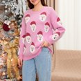 thumbnail image 3 of Women Christmas Sweater Long Sleeve Santa Claus Pullover Crew Neck Sweatshirts Winter Jumper Top, 3 of 7