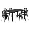 thumbnail image 6 of WestinTrends Playa 7-Piece Outdoor Metal Rectangle Patio Dining Table Set With Stackable Patio Dining Side Chairs, Black, 6 of 15