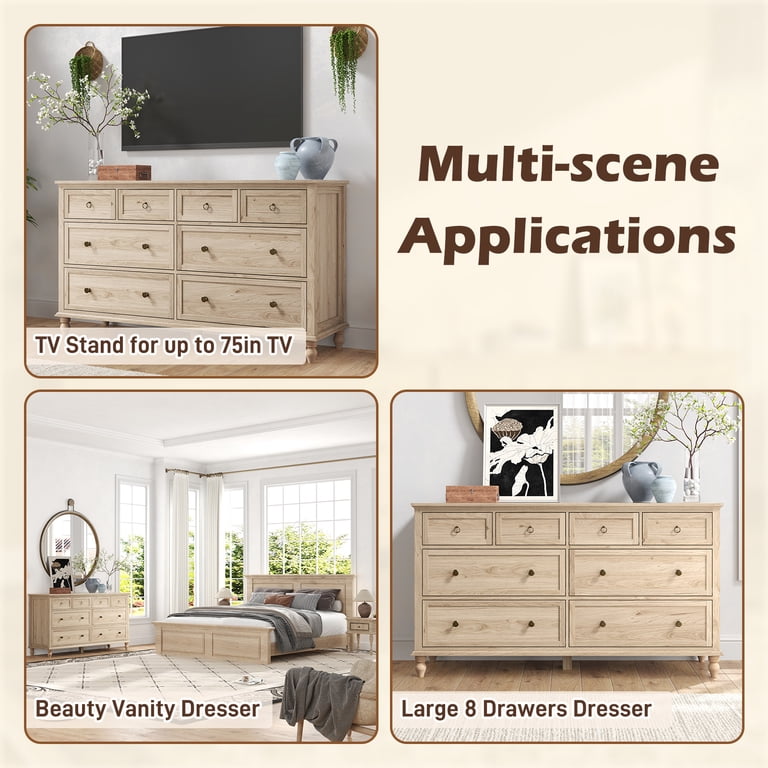 Chvans, 8 Drawer Dresser, 65"W x 20"D x 36"H, Farmhouse Style - Walmart.com Chvans, 8 Drawer Dresser, 65"W x 20"D x 36"H, Farmhouse Style - Walmart.com