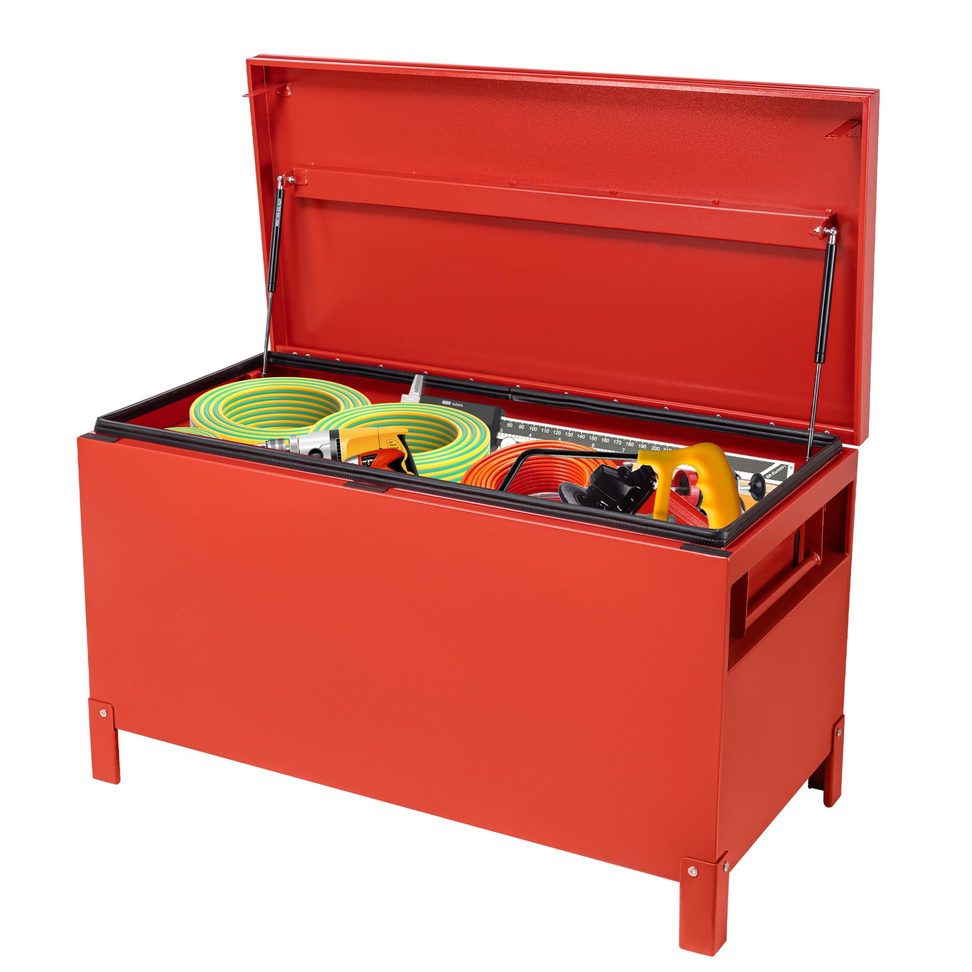 Truck Bed Tool Box, Heavy Duty Metal Tool Box Organizer, Trailer Box with Safe Hinge for Truck, Pickup, RV, Trailer