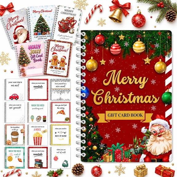 Christmas Gift Card Book,Merry DIY Spiral Cash Holder Booklet for Adults