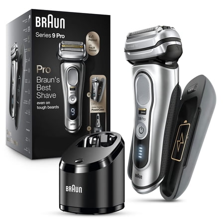 Braun Series 9 Pro Electric Razor for Men with PowerCase, Clean Station, Rechargeable Wet Dry Shaver, 9477cc