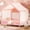 Pink, variant on Harper & Bright Designs Montessori Floor Bed with Canopy and Roof, Twin Wood House Shape Bed Frame with Railings for Girls Boys Bedroom, Natural