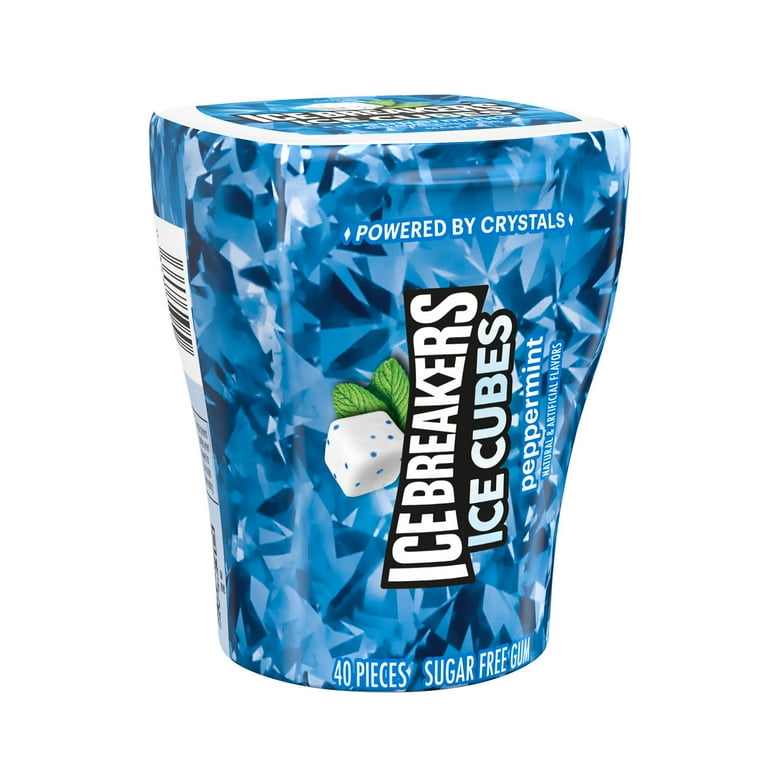 Ice Breakers Ice Cubes Peppermint Sugar Free Chewing Gum, Bottle 