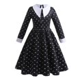 thumbnail image 3 of Disfraz de Cosplay de Adas del miércoles para niñas, vestido gótico negro, elegante vestido de gasa para fiesta de graduación, trajes para niñas, fiesta de carnaval de Halloween para niñas, 3 of 5