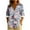 #0020-Navy, variant on Womens 3/4 Length Sleeve Tops Floral Print Three Quarter Sleeve Button Blouse T Shirt Round Neck Shirt