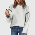 thumbnail image 2 of Kogui Chandails à Manches Longues pour Femmes Automne 2025 Manches Longues Col Rond Tricoté Côtelé Chandail Ample Basique (Blanc,P), 2 of 4