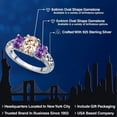 thumbnail image 2 of Gem Stone King 925 Sterling Silver Peach Morganite and Purple Amethyst Filigree Style 3 Stone Ring for Women (1.90 Cttw, Oval 8X6MM and 6X4MM) (Size 8), 2 of 6