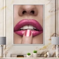 thumbnail image 2 of Designart 'Pink Female Lips With Finger On Mouth' Modern Framed Canvas Wall Art Print, 2 of 5