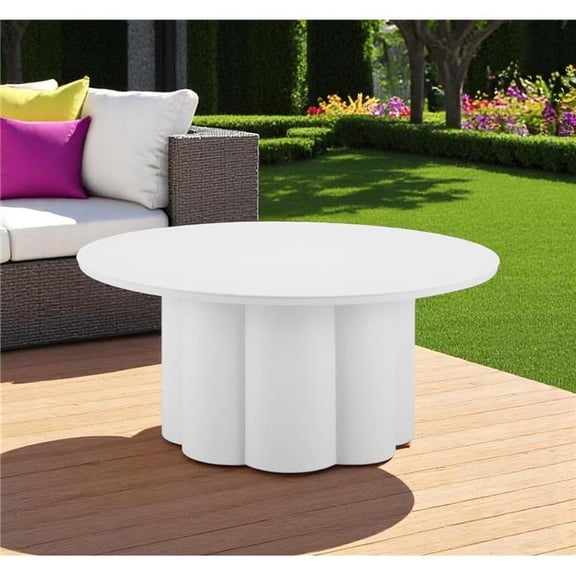 HomeRoots 571481 34 in. White Rounded Aluminum Outdoor Coffee Table